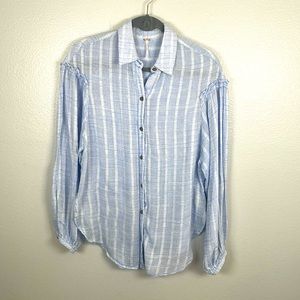 Free People lightweight gauzy button-down blue shirt Women's Medium